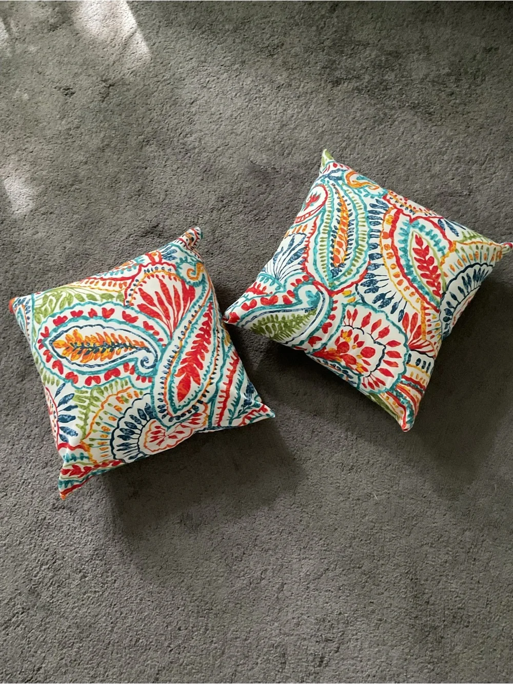 Set of 2 Colorful Paisley Waterproof Accent Pillows